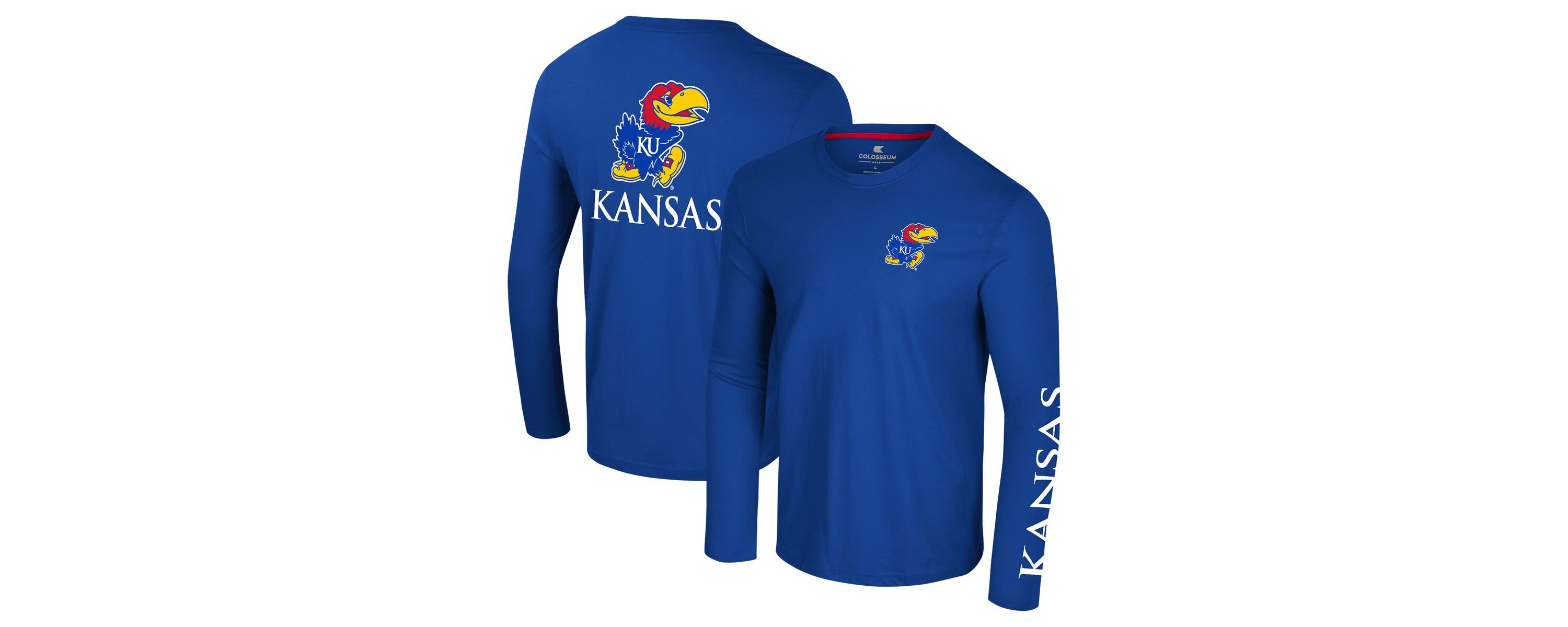 NCAA Kansas Jayhawks Logo Lockup 3-Hit Active Blend Long Sleeve T-Shirt