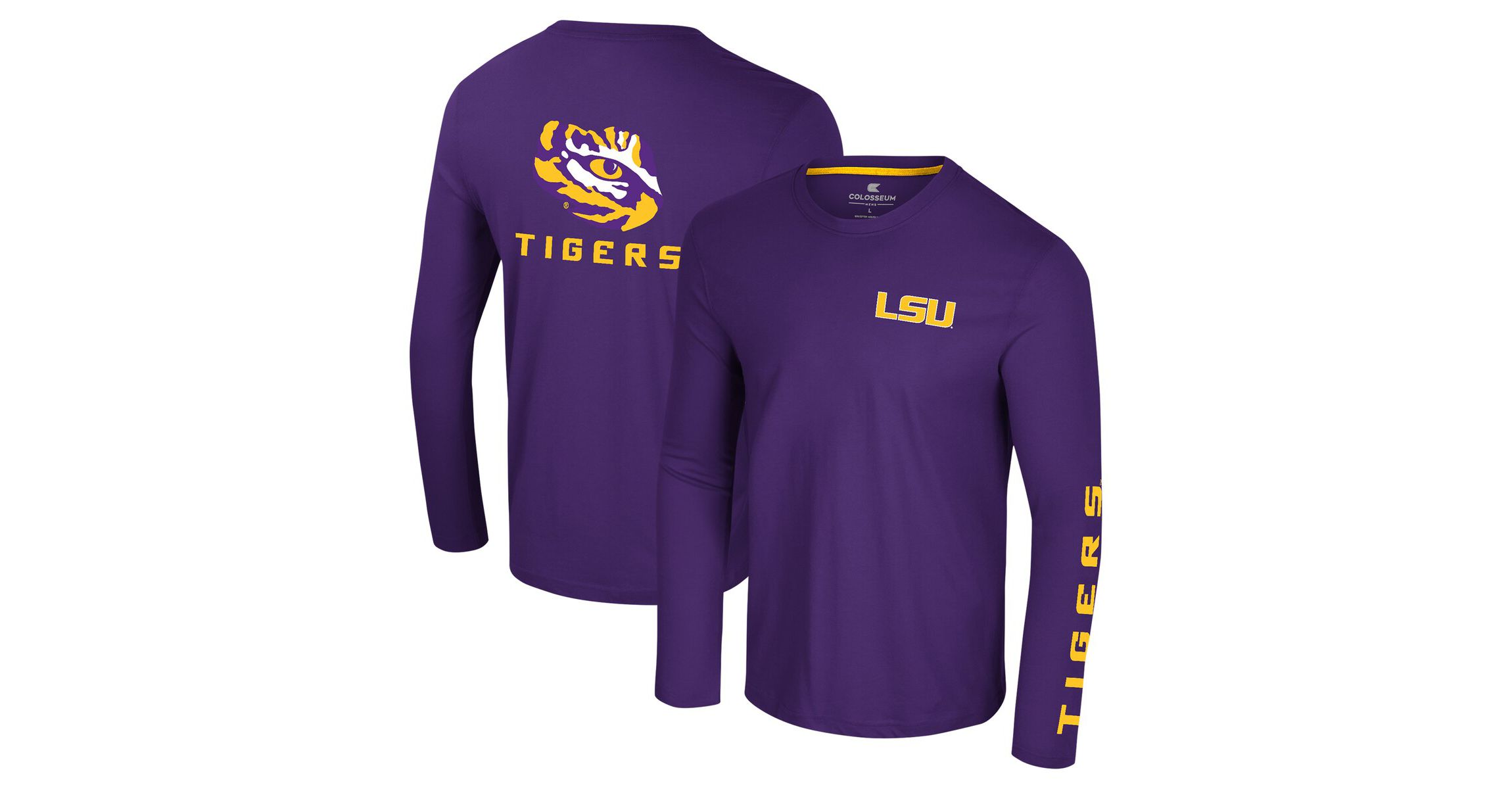 NCAA LSU Tigers Logo Lockup 3-Hit Active Blend Long Sleeve T-Shirt