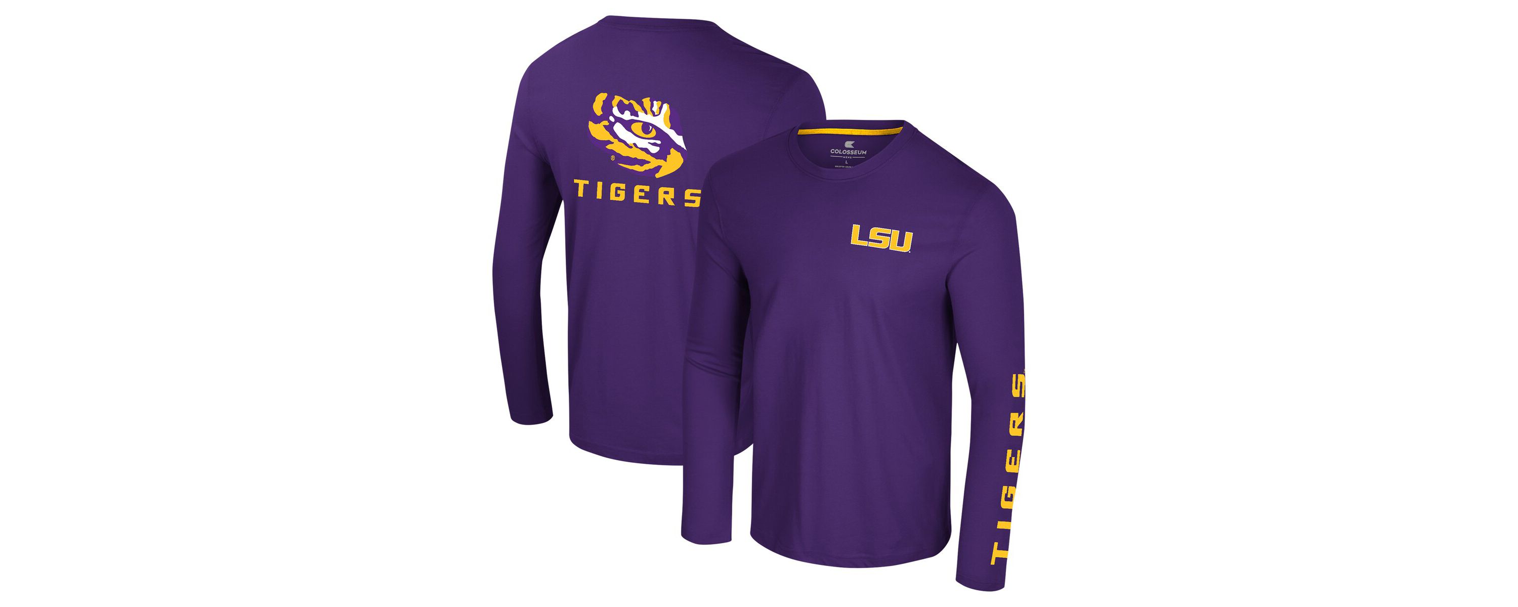 NCAA LSU Tigers Logo Lockup 3-Hit Active Blend Long Sleeve T-Shirt