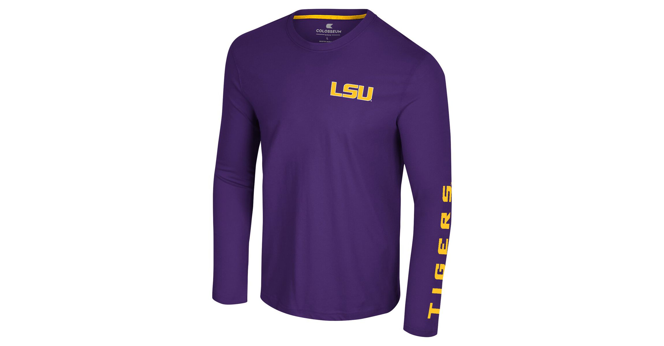 NCAA LSU Tigers Logo Lockup 3-Hit Active Blend Long Sleeve T-Shirt