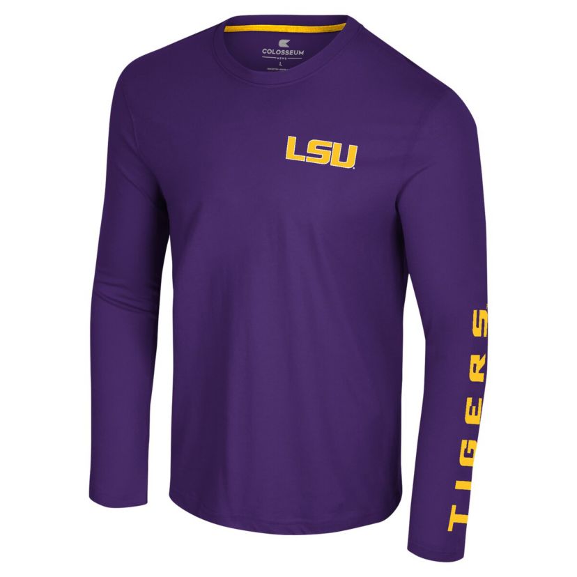 NCAA LSU Tigers Logo Lockup 3-Hit Active Blend Long Sleeve T-Shirt
