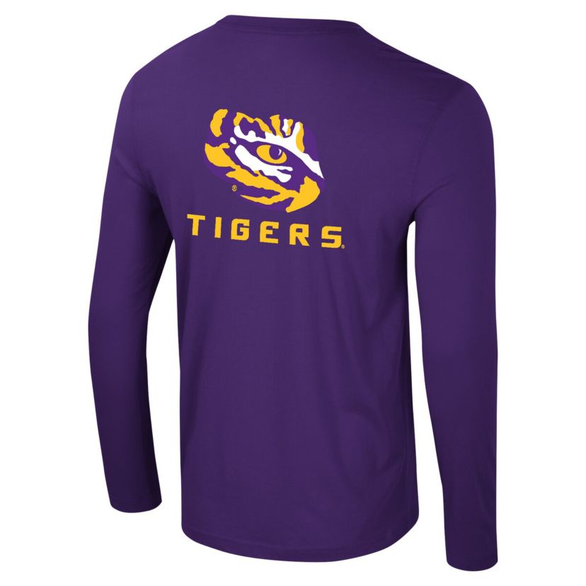 NCAA LSU Tigers Logo Lockup 3-Hit Active Blend Long Sleeve T-Shirt