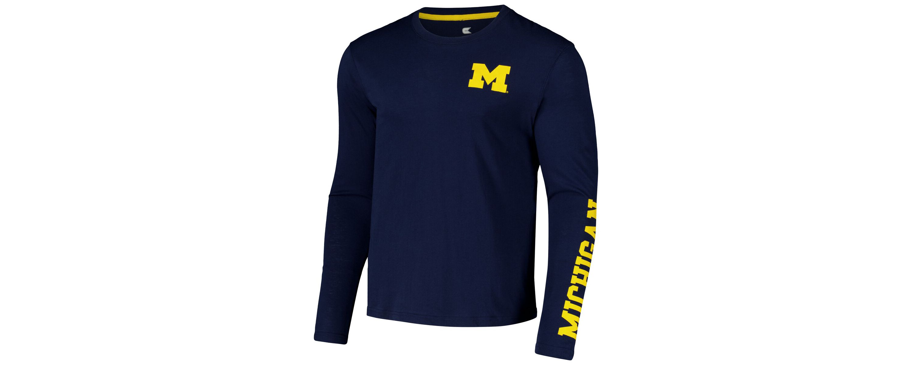 NCAA Michigan Wolverines Logo Lockup 3-Hit Active Blend Long Sleeve T-Shirt