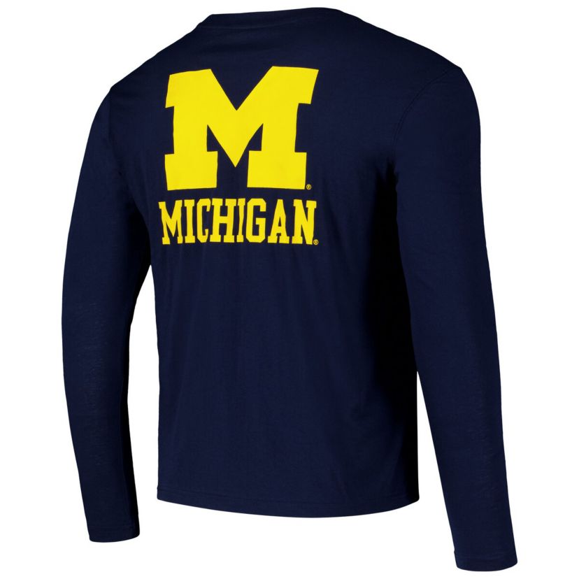 NCAA Michigan Wolverines Logo Lockup 3-Hit Active Blend Long Sleeve T-Shirt