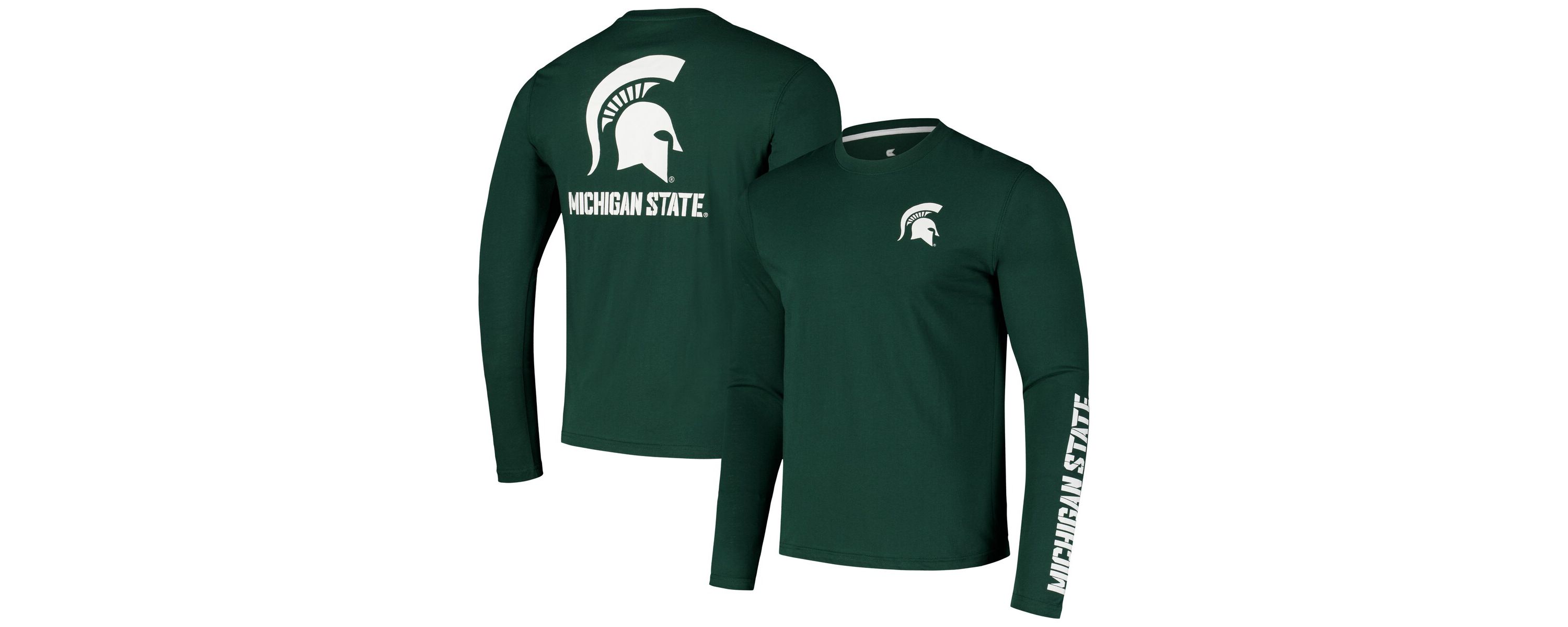 NCAA Michigan State Spartans Logo Lockup 3-Hit Active Blend Long Sleeve T-Shirt