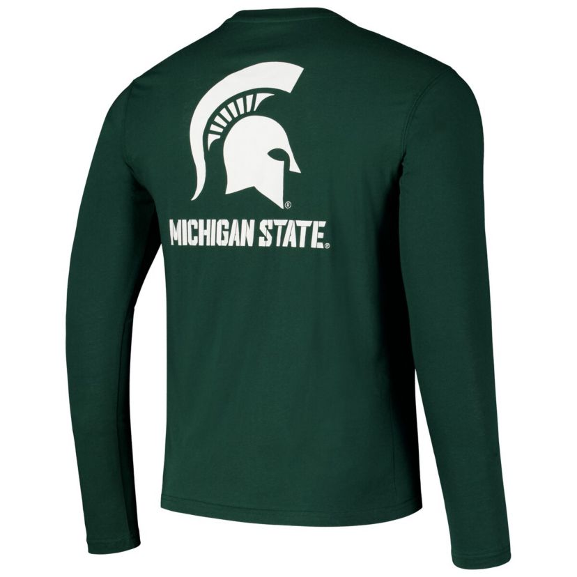 NCAA Michigan State Spartans Logo Lockup 3-Hit Active Blend Long Sleeve T-Shirt
