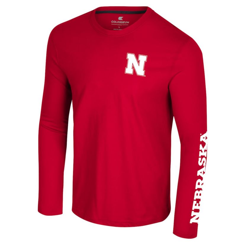 NCAA Nebraska Huskers Logo Lockup 3-Hit Active Blend Long Sleeve T-Shirt