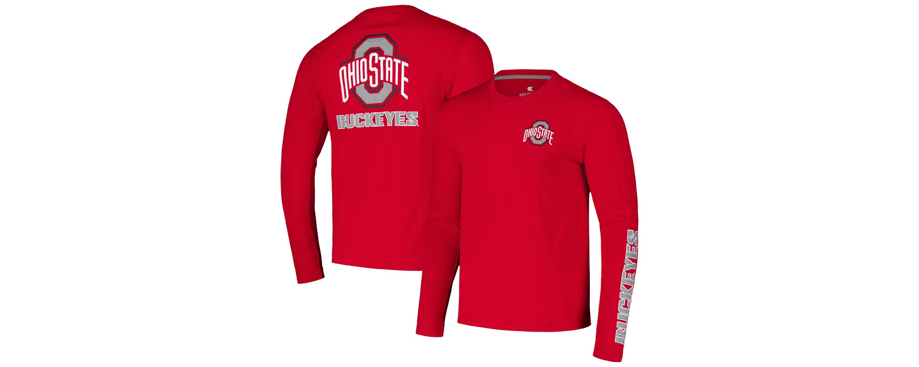 NCAA Ohio State Buckeyes Logo Lockup 3-Hit Active Blend Long Sleeve T-Shirt