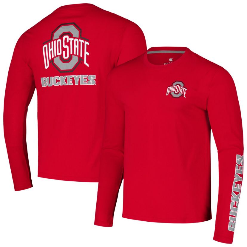 NCAA Ohio State Buckeyes Logo Lockup 3-Hit Active Blend Long Sleeve T-Shirt