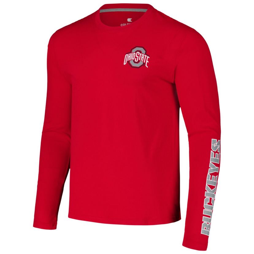 NCAA Ohio State Buckeyes Logo Lockup 3-Hit Active Blend Long Sleeve T-Shirt