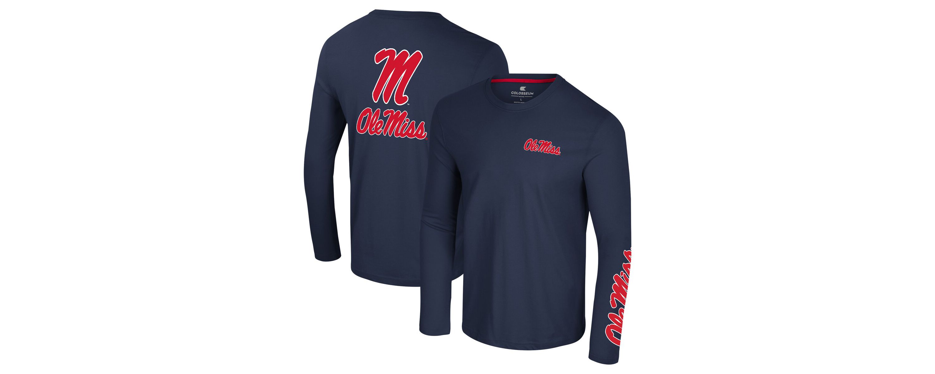 NCAA Ole Miss Rebels Logo Lockup 3-Hit Active Blend Long Sleeve T-Shirt