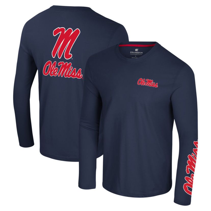 NCAA Ole Miss Rebels Logo Lockup 3-Hit Active Blend Long Sleeve T-Shirt