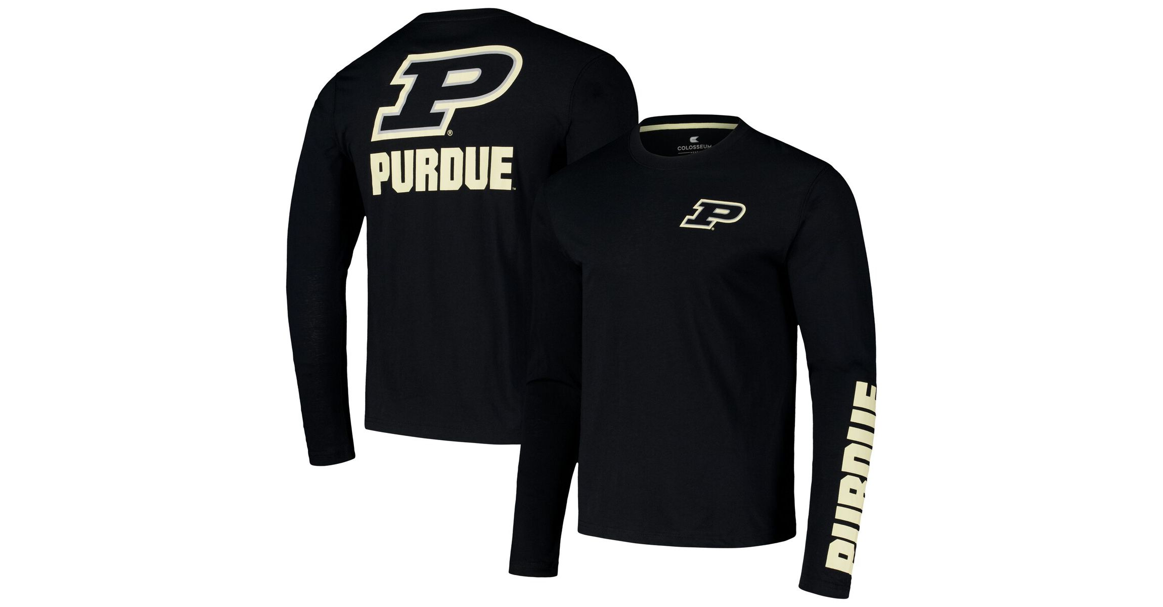 NCAA Purdue Boilermakers Logo Lockup 3-Hit Active Blend Long Sleeve T-Shirt
