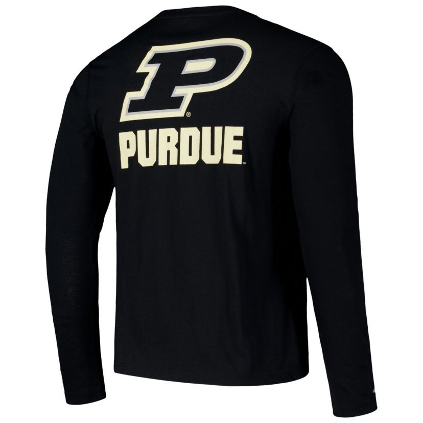 NCAA Purdue Boilermakers Logo Lockup 3-Hit Active Blend Long Sleeve T-Shirt