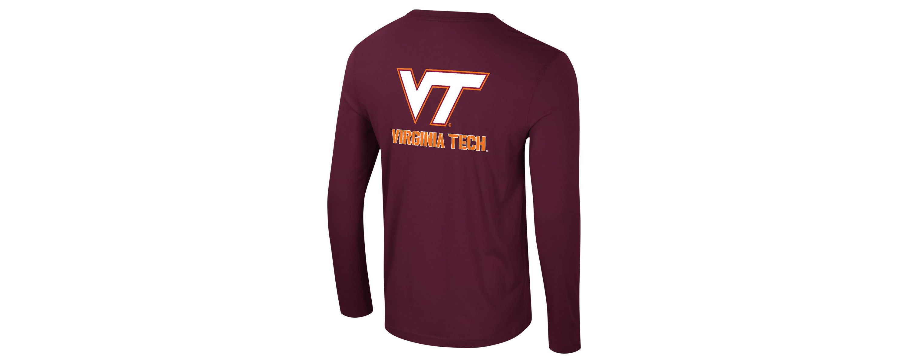 NCAA Virginia Tech Hokies Logo Lockup 3-Hit Active Blend Long Sleeve T-Shirt