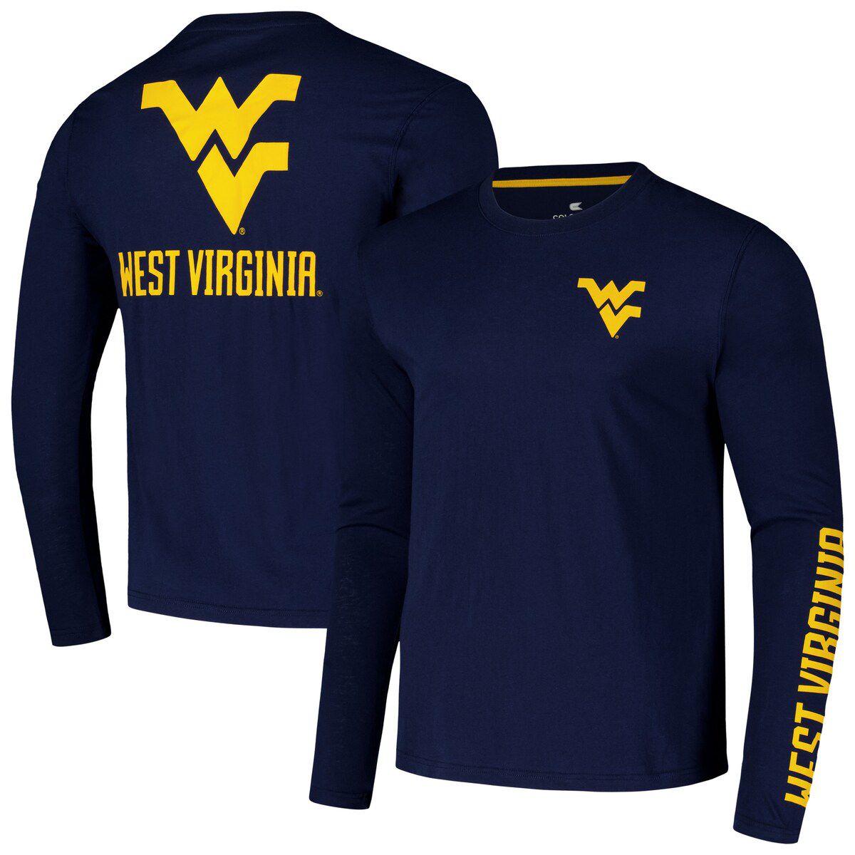NCAA West Virginia Mountaineers Logo Lockup 3-Hit Active Blend Long Sleeve T-Shirt