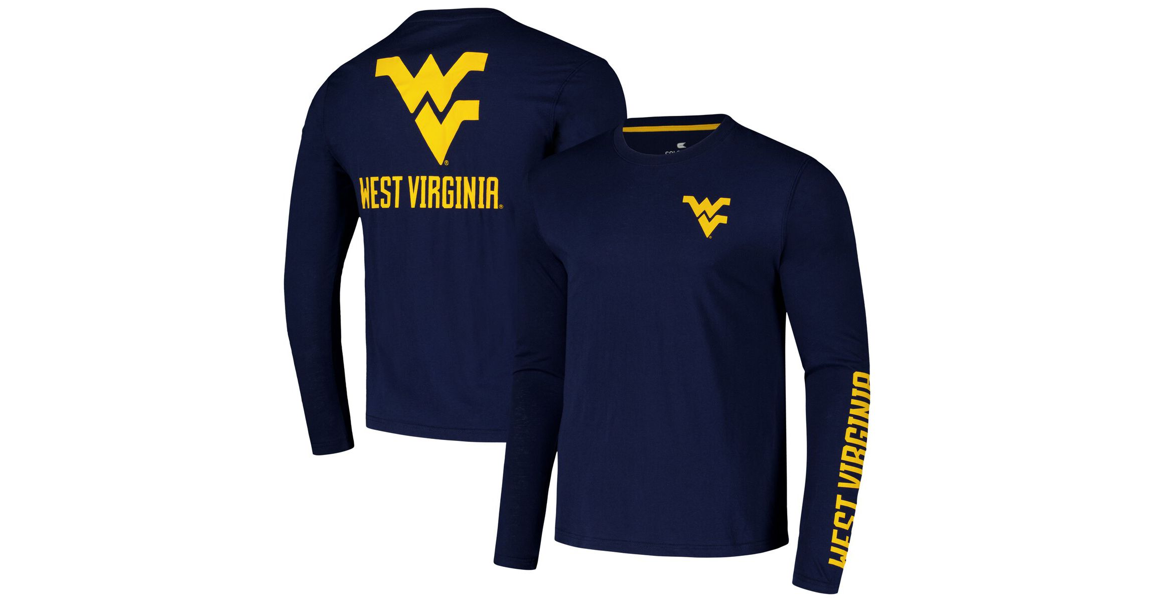 NCAA West Virginia Mountaineers Logo Lockup 3-Hit Active Blend Long Sleeve T-Shirt