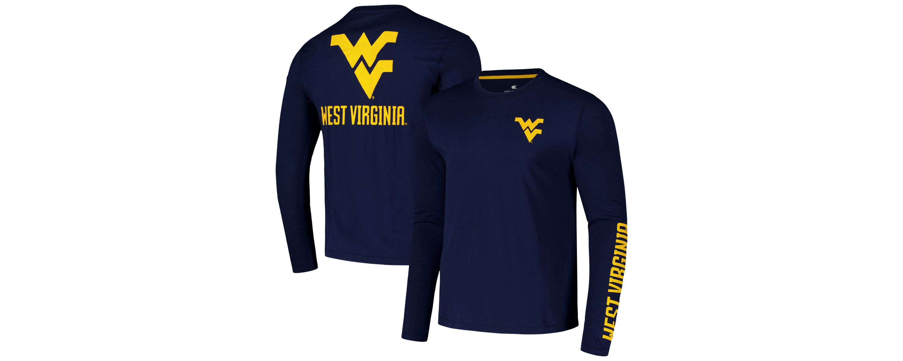 NCAA West Virginia Mountaineers Logo Lockup 3-Hit Active Blend Long Sleeve T-Shirt