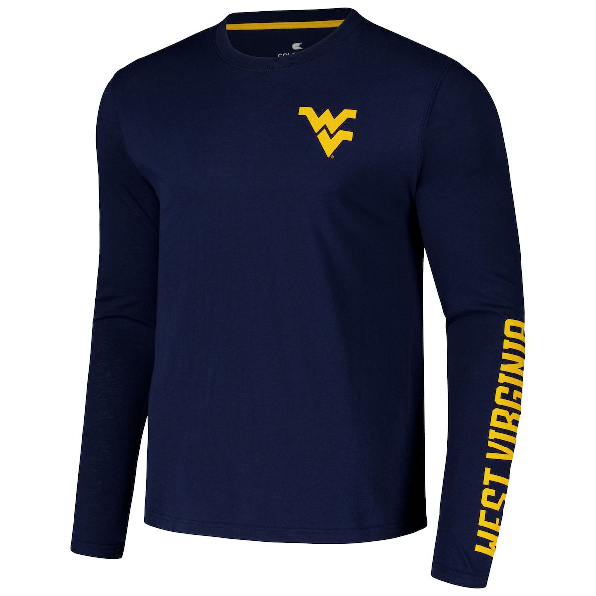 NCAA West Virginia Mountaineers Logo Lockup 3-Hit Active Blend Long Sleeve T-Shirt