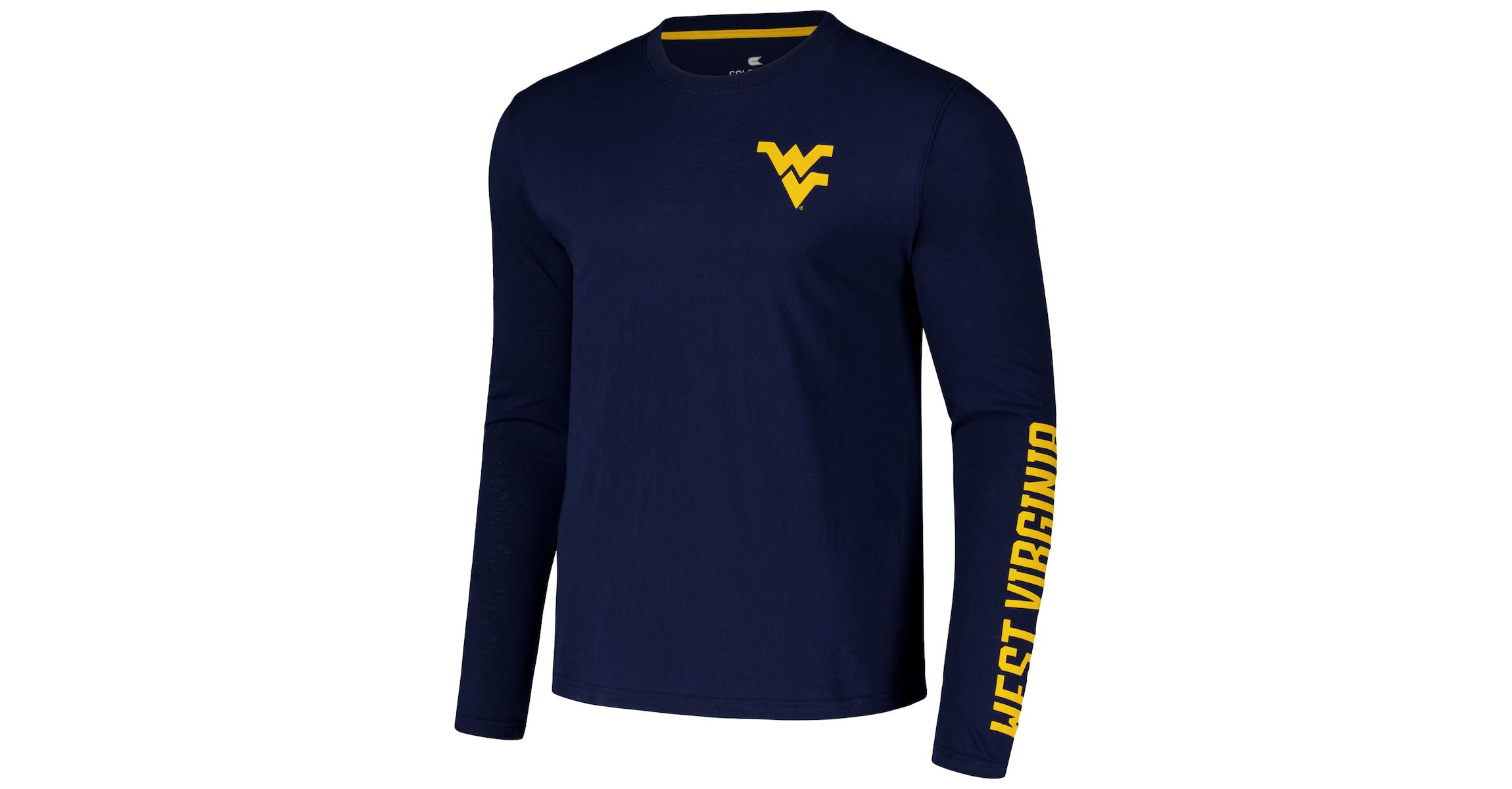 NCAA West Virginia Mountaineers Logo Lockup 3-Hit Active Blend Long Sleeve T-Shirt