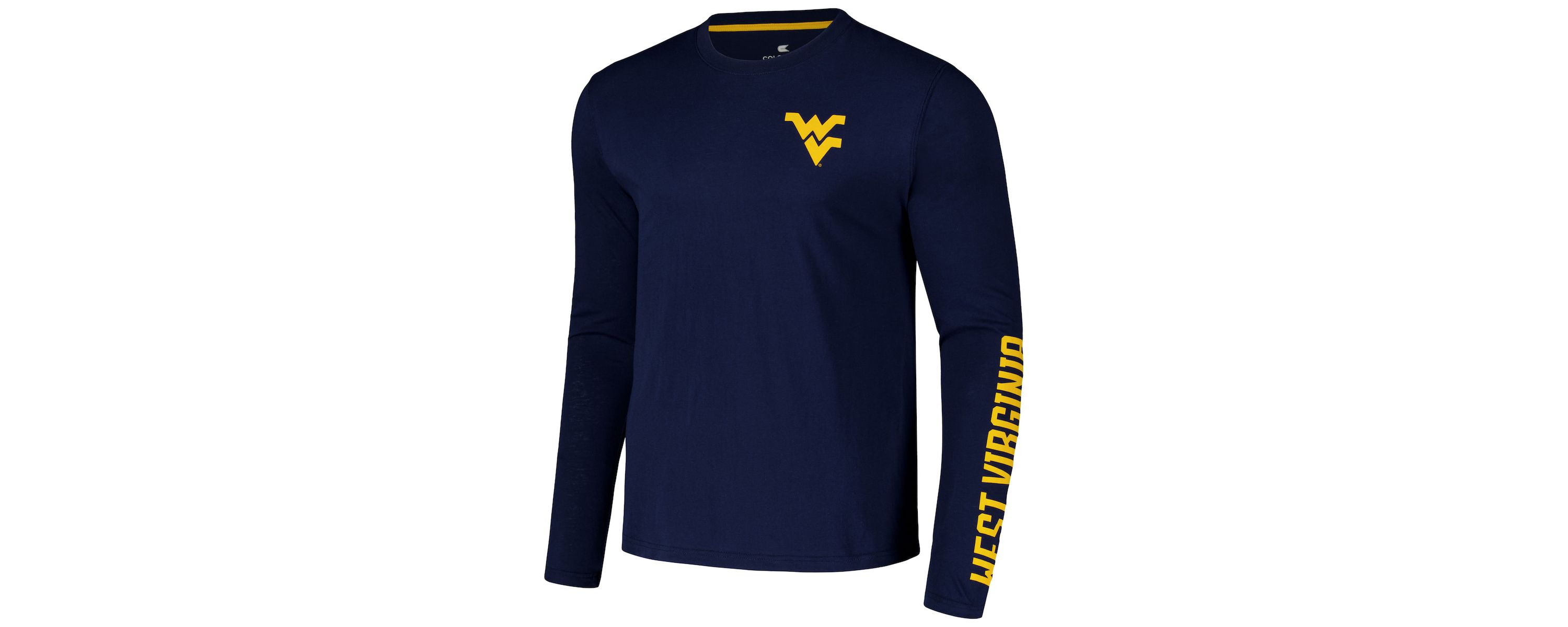 NCAA West Virginia Mountaineers Logo Lockup 3-Hit Active Blend Long Sleeve T-Shirt