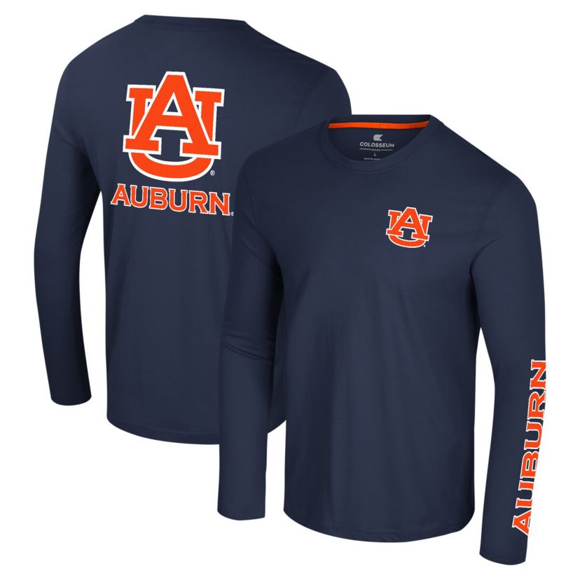 NCAA Auburn Tigers Logo Lockup 3-Hit Active Blend Long Sleeve T-Shirt