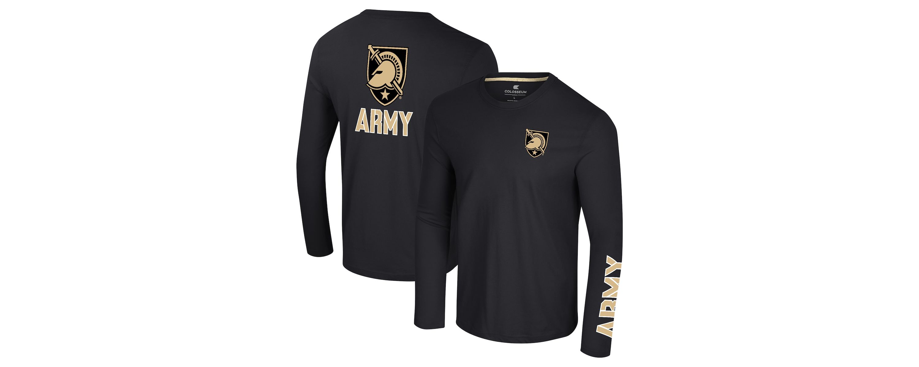 Army Black Knights NCAA Army Knights Logo Lockup 3-Hit Active Blend Long Sleeve T-Shirt