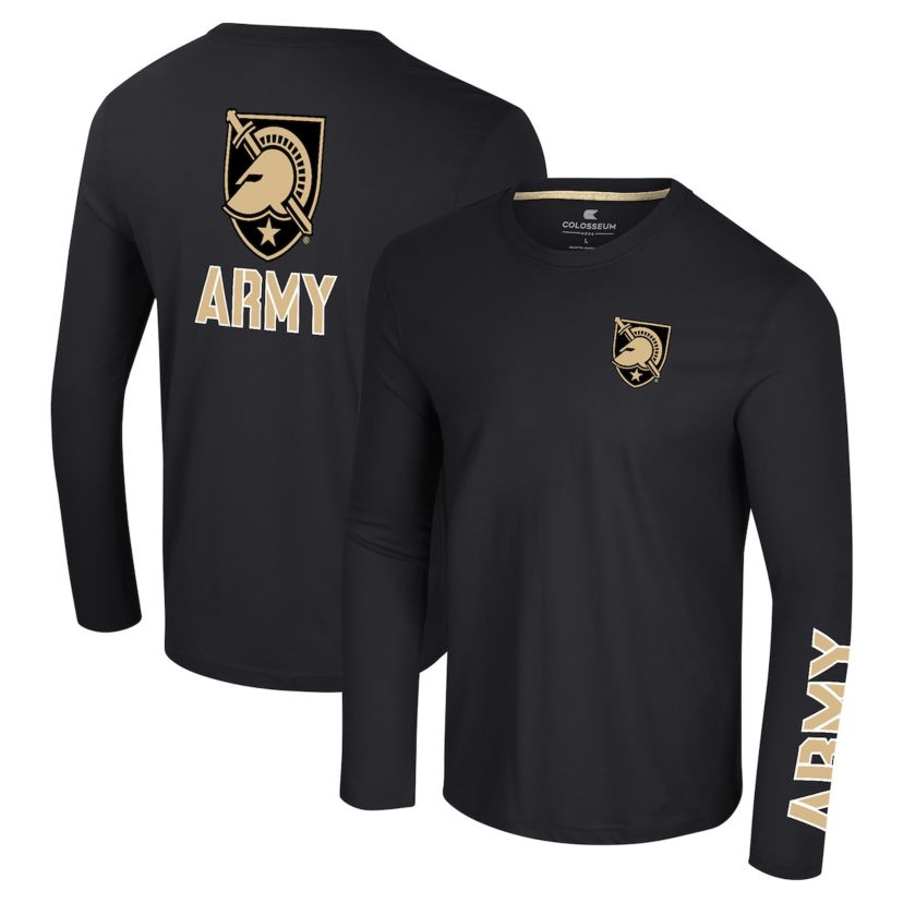 Army Black Knights NCAA Army Knights Logo Lockup 3-Hit Active Blend Long Sleeve T-Shirt