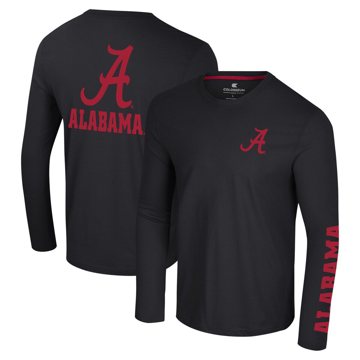 Alabama Crimson Tide NCAA Alabama Tide Logo Lockup 3-Hit Active Blend Long Sleeve T-Shirt