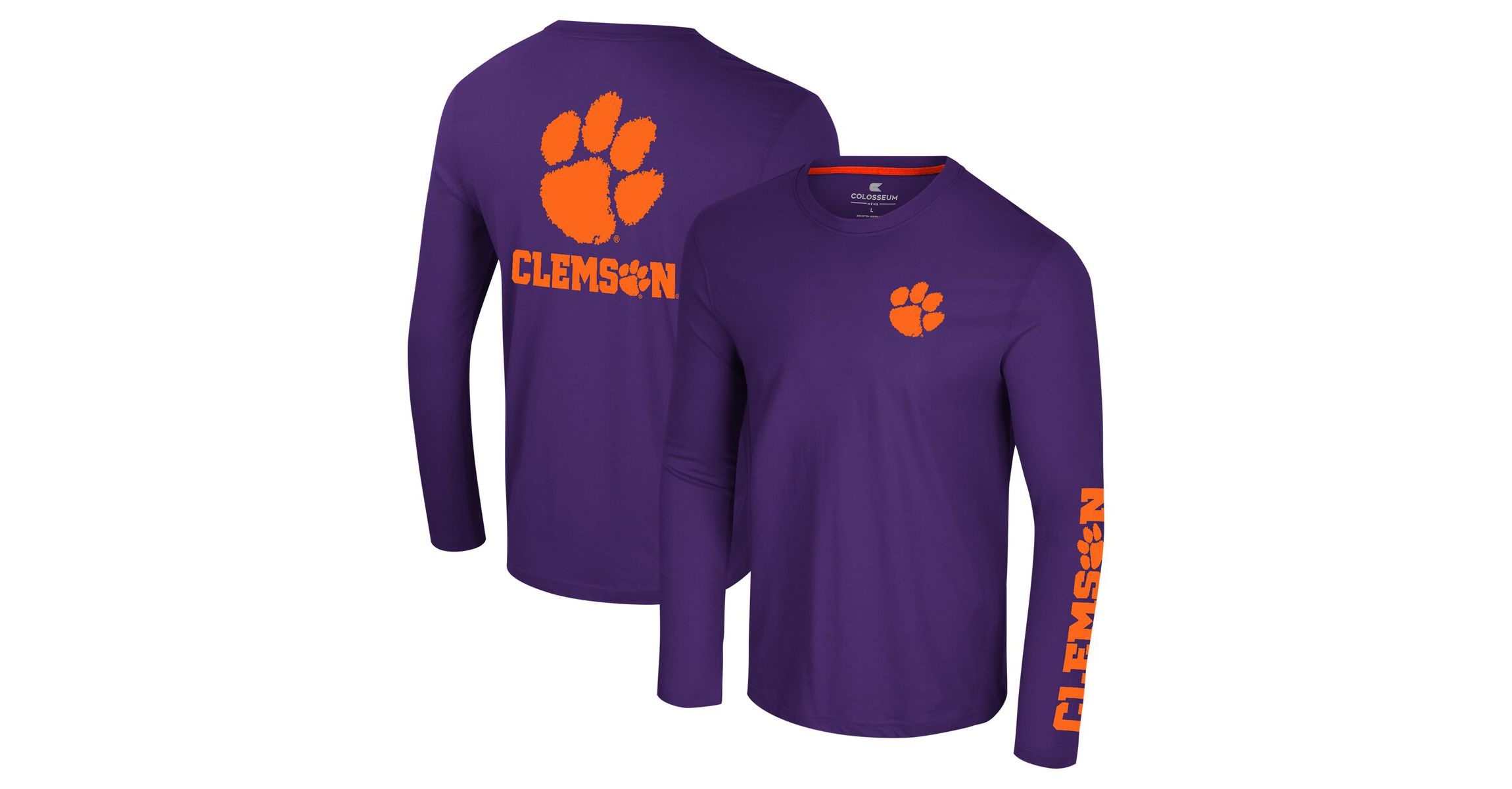 NCAA Clemson Tigers Logo Lockup 3-Hit Active Blend Long Sleeve T-Shirt
