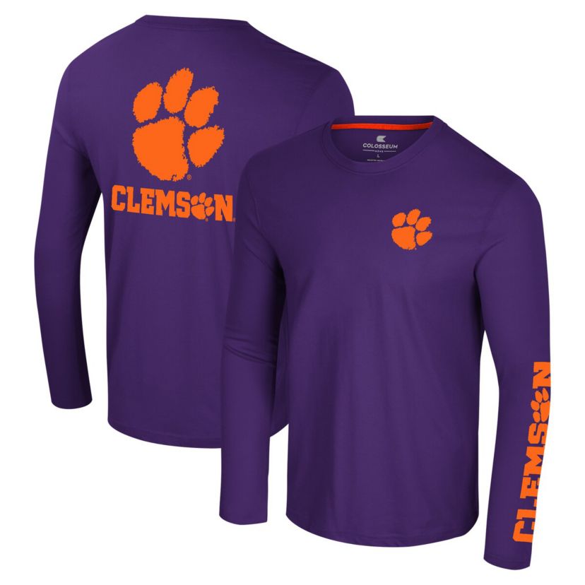 NCAA Clemson Tigers Logo Lockup 3-Hit Active Blend Long Sleeve T-Shirt