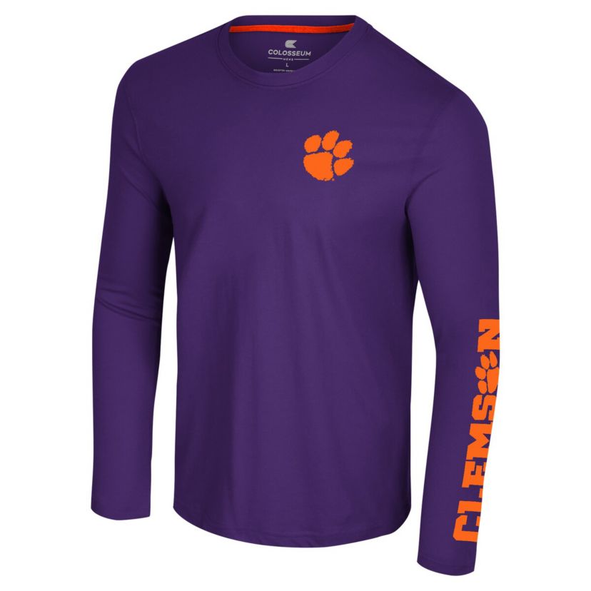 NCAA Clemson Tigers Logo Lockup 3-Hit Active Blend Long Sleeve T-Shirt