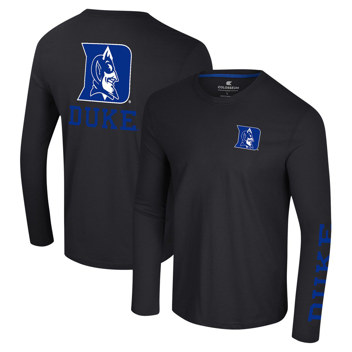 Duke Blue Devils NCAA Duke Devils Logo Lockup 3-Hit Active Blend Long Sleeve T-Shirt