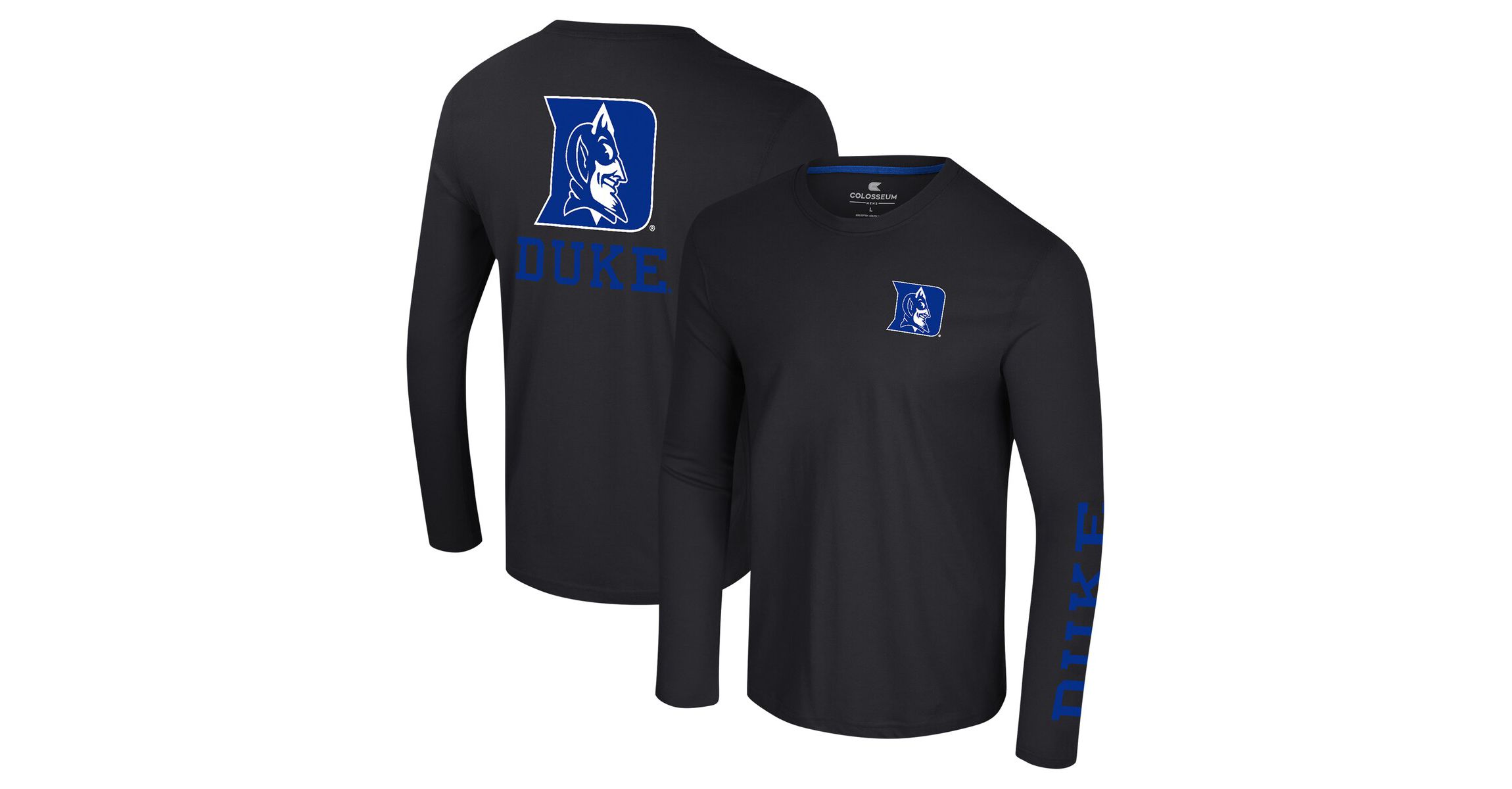 Duke Blue Devils NCAA Duke Devils Logo Lockup 3-Hit Active Blend Long Sleeve T-Shirt