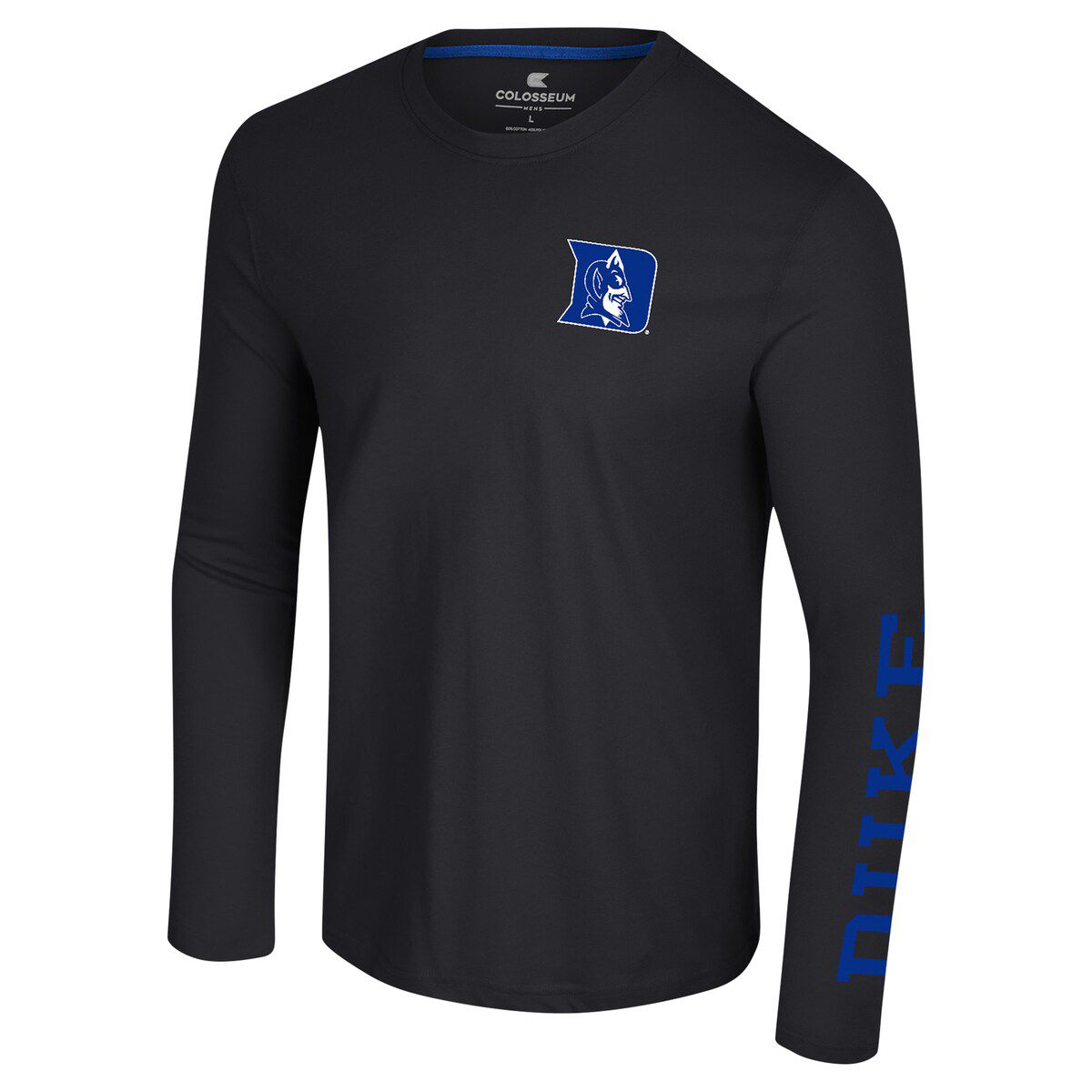 Duke Blue Devils NCAA Duke Devils Logo Lockup 3-Hit Active Blend Long Sleeve T-Shirt