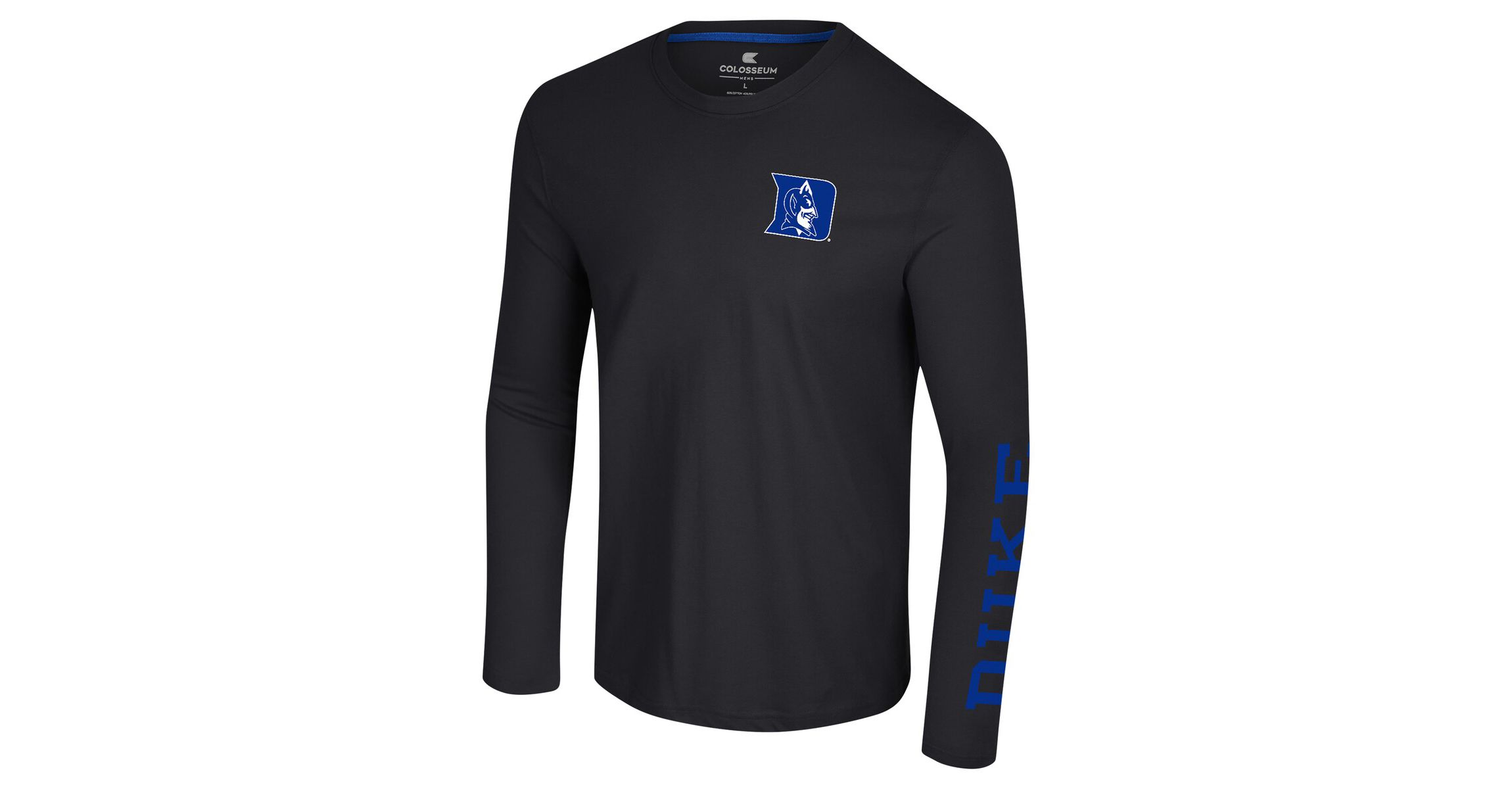 Duke Blue Devils NCAA Duke Devils Logo Lockup 3-Hit Active Blend Long Sleeve T-Shirt