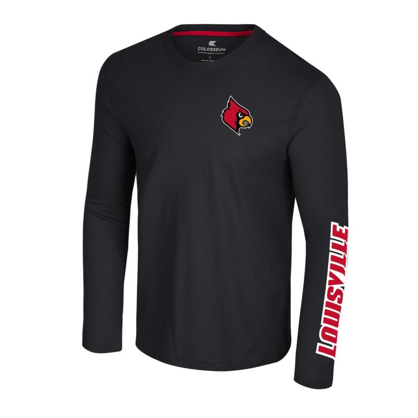 NCAA Louisville Cardinals Logo Lockup 3-Hit Active Blend Long Sleeve T-Shirt