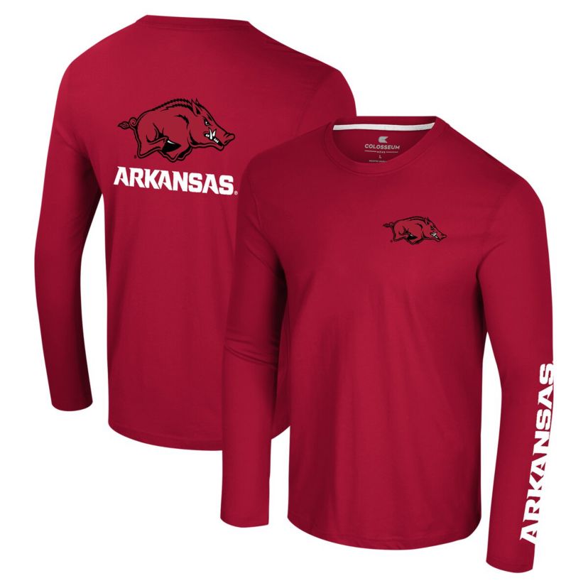 NCAA Arkansas Razorbacks Logo Lockup 3-Hit Active Blend Long Sleeve T-Shirt
