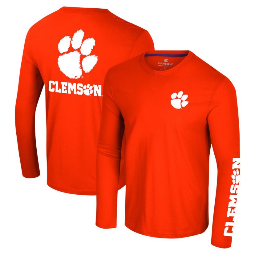 NCAA Clemson Tigers Logo Lockup 3-Hit Active Blend Long Sleeve T-Shirt