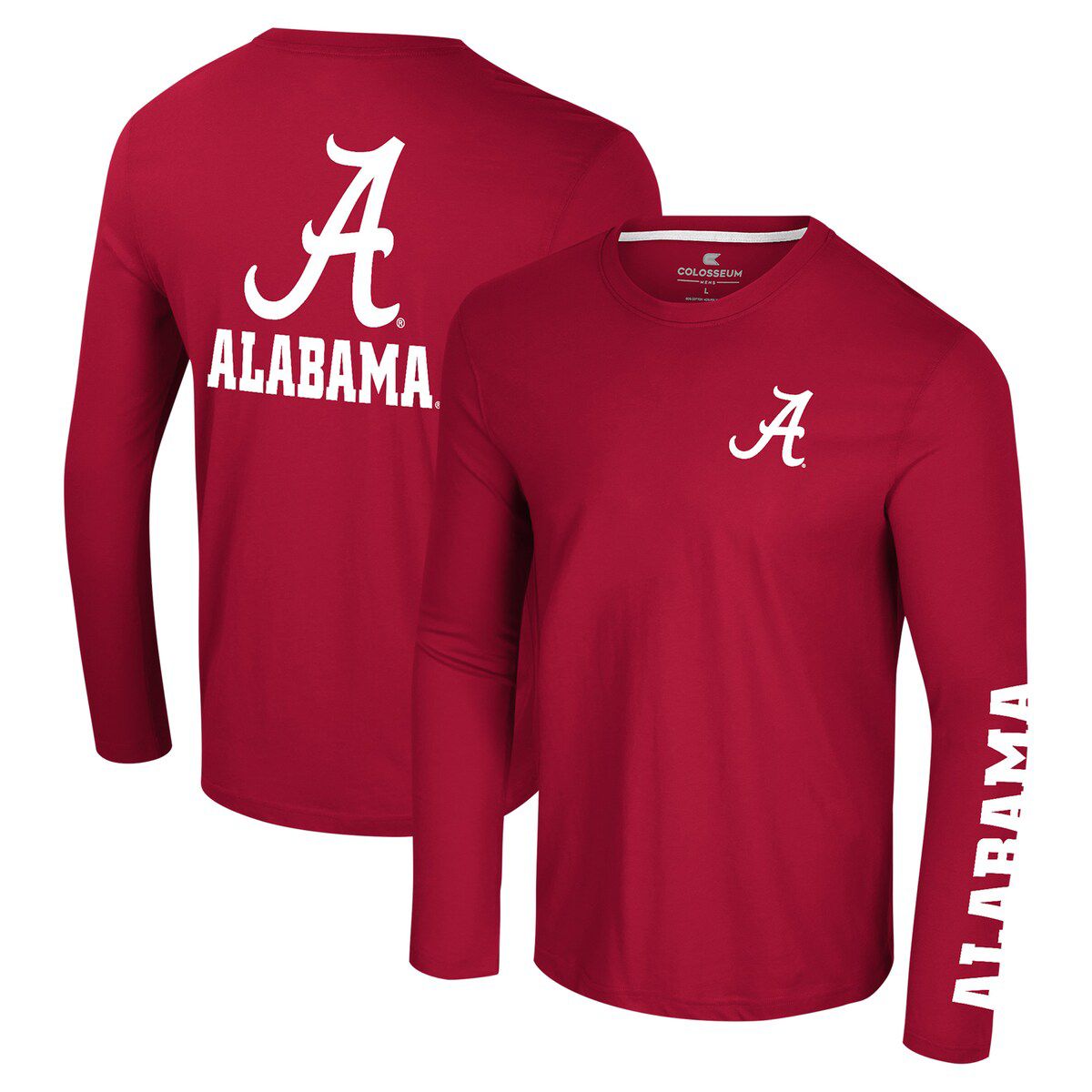 Alabama Crimson Tide NCAA Alabama Tide Logo Lockup 3-Hit Active Blend Long Sleeve T-Shirt