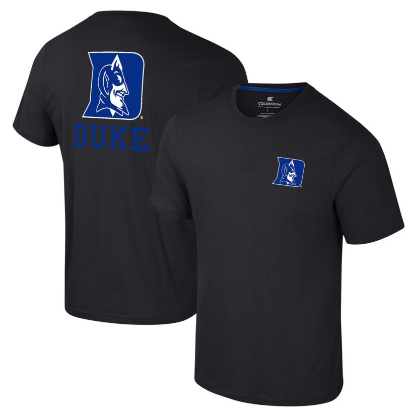 Duke Blue Devils NCAA Duke Devils Logo Lockup 2-Hit Active Blend T-Shirt