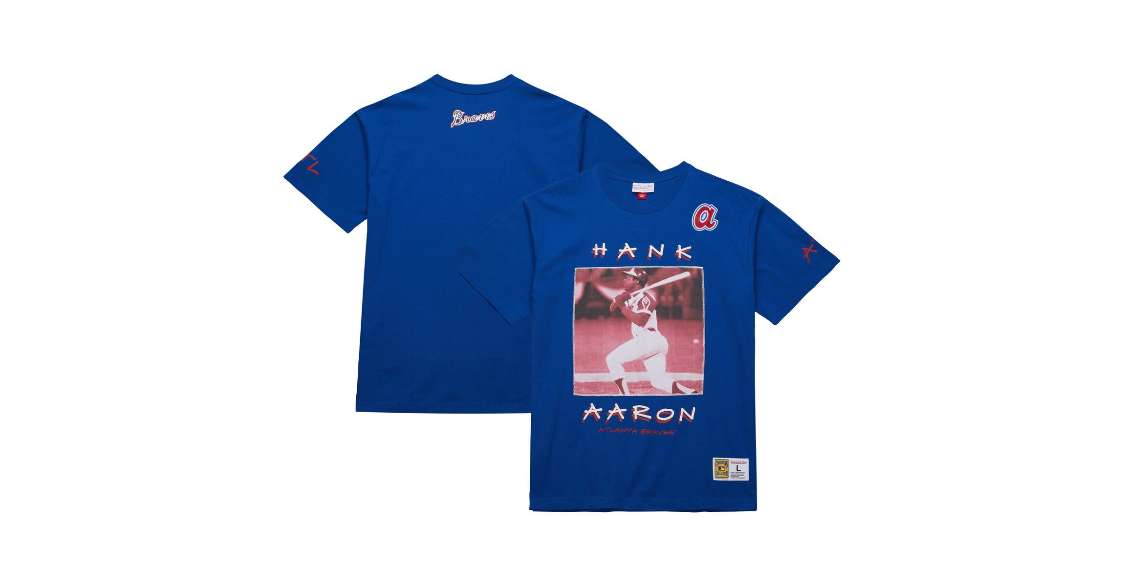 MLB Hank Aaron Atlanta Braves Cooperstown Collection Heavyweight Premium Player Vintage Logo T-Shirt