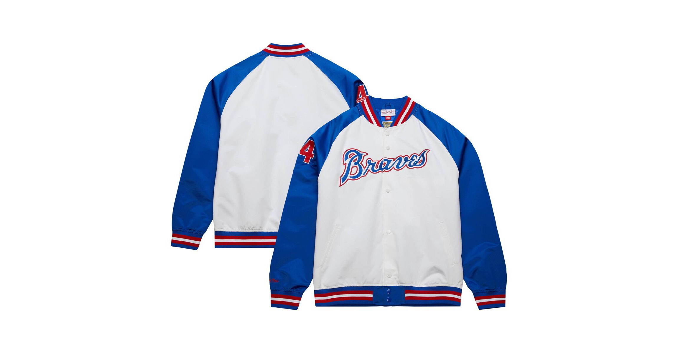 MLB Hank Aaron White/Royal Atlanta Braves Cooperstown Collection Legends Lightweight Satin Raglan Full-Snap Jacket