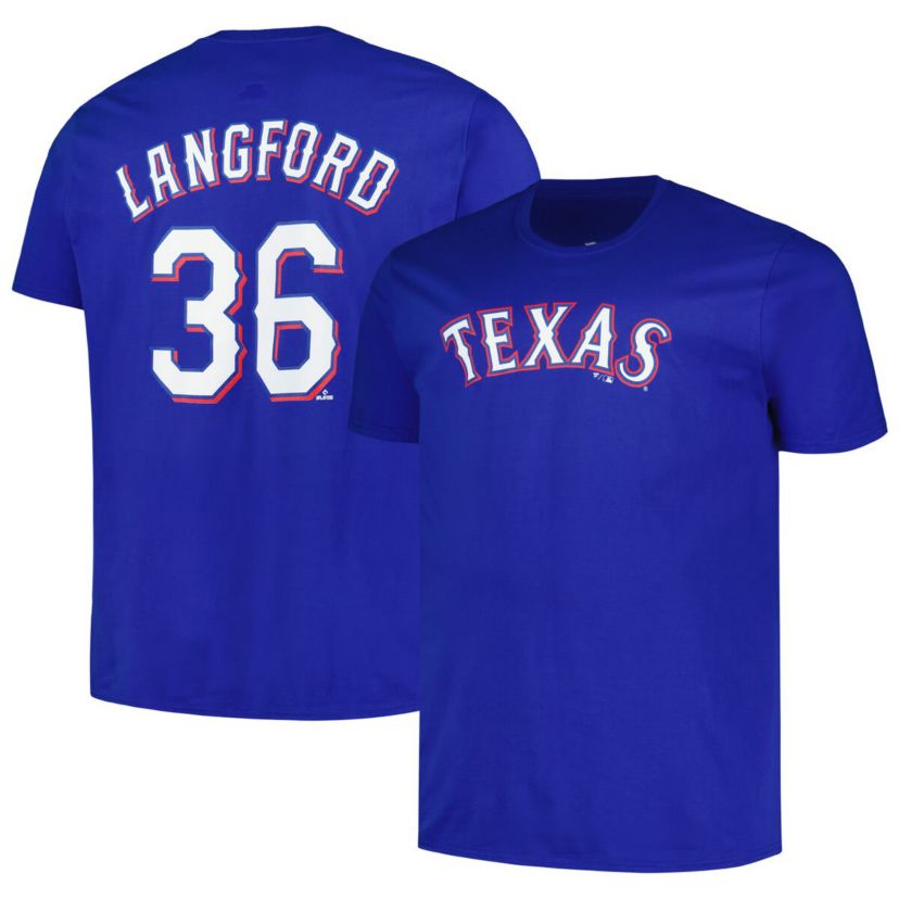 MLB Fanatics Wyatt Langford Texas Rangers Big & Tall Name & Number T-Shirt
