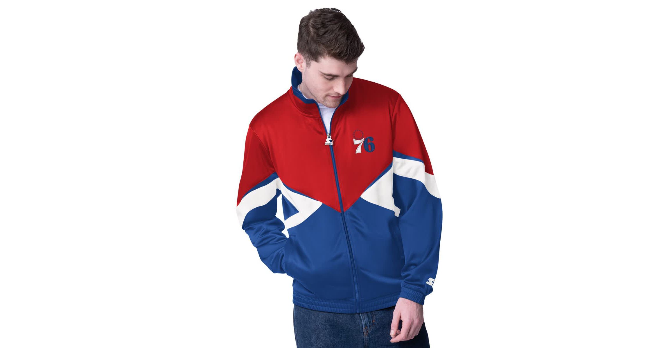 NBA Red/Royal Philadelphia 76ers Rush Applique Full-Zip Track Jacket