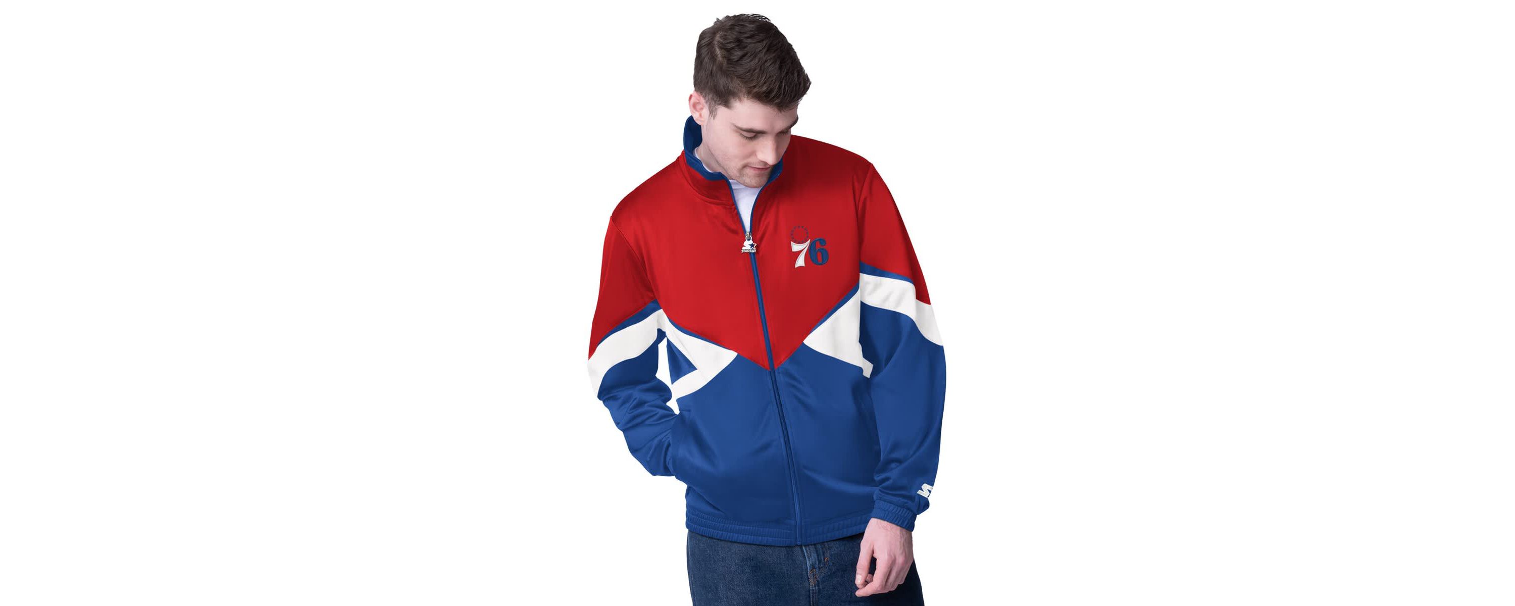 NBA Red/Royal Philadelphia 76ers Rush Applique Full-Zip Track Jacket