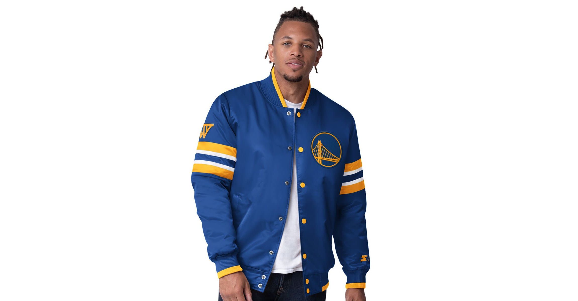 NBA Golden State Warriors Scout Varsity Satin Full-Snap Jacket