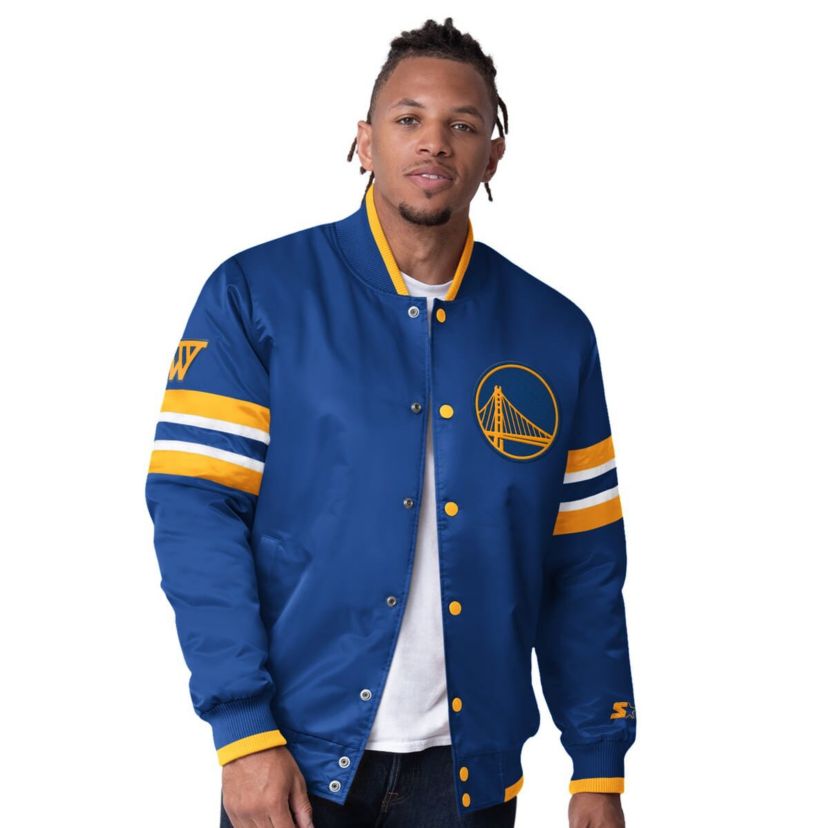 NBA Golden State Warriors Scout Varsity Satin Full-Snap Jacket