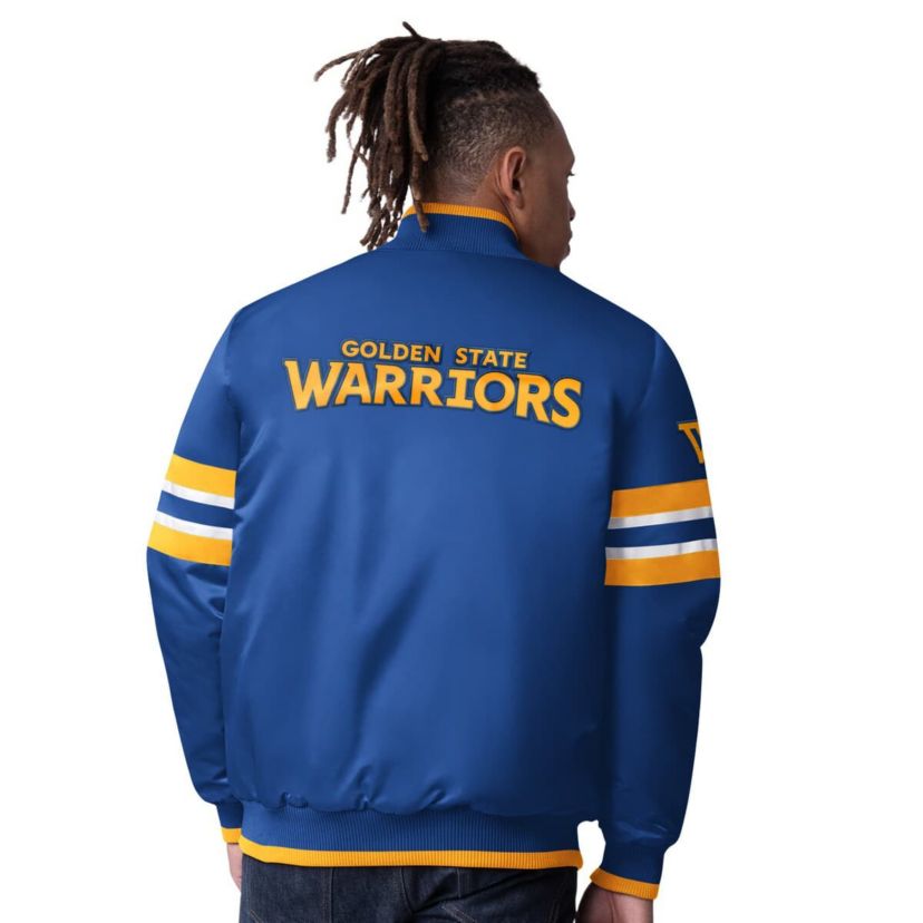 NBA Golden State Warriors Scout Varsity Satin Full-Snap Jacket