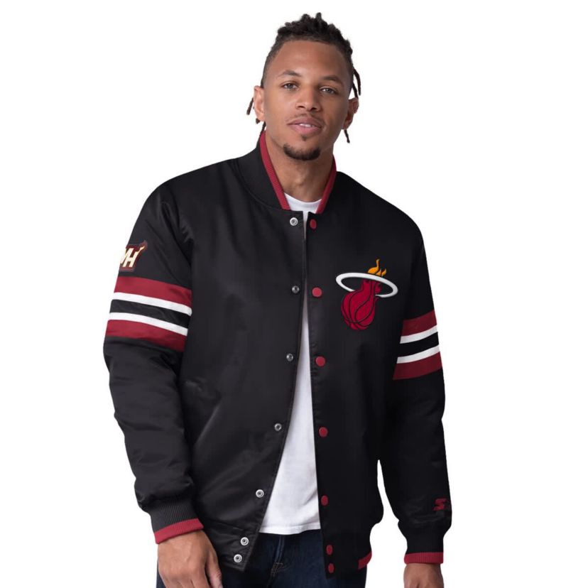 NBA Miami Heat Scout Varsity Satin Full-Snap Jacket